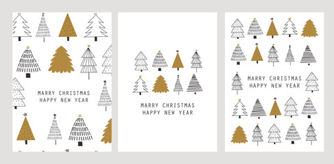 Wall Mural - christmas tree card set. vector illustration