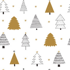 Wall Mural - christmas tree seamless pattern. vector illustration
