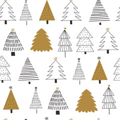 Wall Mural - christmas tree seamless pattern. vector illustration