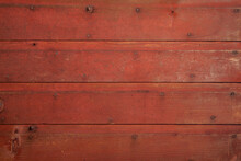Red Barn Wood Boards Texture Background With Nails And Bolts