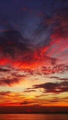 Wall Mural - beautiful landscape with tropical sea sunset on the beach, timelapse. vertical video