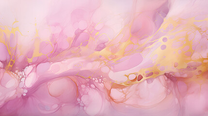 Wall Mural - Abstract fractal marble pattern, in the style of pale pink and gold, marbleized, expressionistic madness, iridescence / opalescence, mixed media printing.