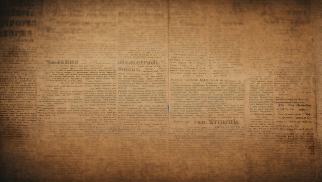 Newspaper with old undecipherable grungetext.Vintage old aged blurred texture background
