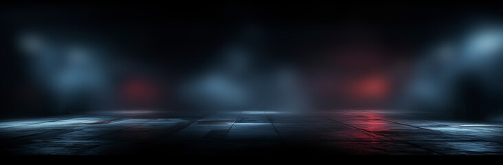Wall Mural - dark gloomy empty street, smoke, smog, fog. generation ai