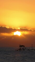 Wall Mural - Beauty landscape with sunrise over sea - timelapse. Vertical video