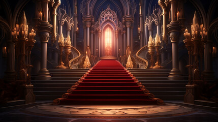 Wall Mural - A fantasy empty hall cathedral background of castle gothic