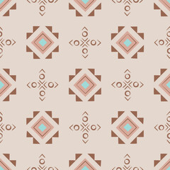 Wall Mural - Aztec ethnic seamless pattern with blocks. Simple native American tribal illustration for paper, wallpaper, wrapping