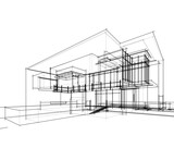 Fototapeta Paryż - house building sketch architectural drawing