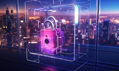 Poster - cyber security, digital crime concept, data protection from hackers.