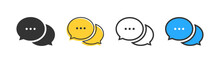 Chat Icon Set In Trendy Style. Speech Bubble Symbol. Online Conversation, Dialog, Comment, Talking. Outline, Flat And Colored Style Icon For Web Design. Vector Illustration.