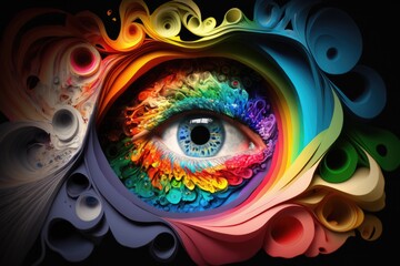 Canvas Print - Colorful eye on a black background