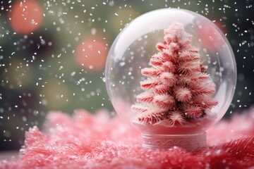 Sticker -  a snow globe with a small christmas tree inside of it.  generative ai