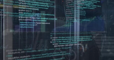 Poster - Animation of graphs, computer language over data server room