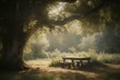 A tranquil and nostalgic landscape with a relaxed and atmospheric feeling. Generative AI