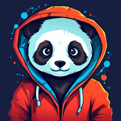 Wall Mural - Cute cartoon panda sitting on the floor. Vector illustration.