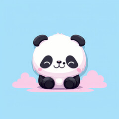 Wall Mural - Cute cartoon panda sitting on the floor. Vector illustration.