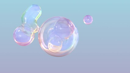 Aufkleber - Metaball animation of morphing liquid blobs. Background of 3D Abstract Colorful Metaballs. Bright holographic colors. Ultra-HD in 4K. Alpha matte and a looped, seamless 3D animation.