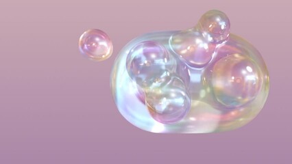 Aufkleber - Background of 3D Abstract Metaballs with color. Bright holographic colors. 4K Ultra-HD. An alpha matte and a looped, seamless 3D animation.