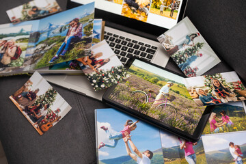Laptop with photo, photoalbum, album