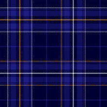 Classic Plaid Or Tartan Pattern With Yellow And White On Blue