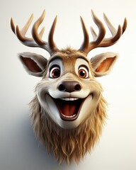 Poster -  a deer mask with a big smile on it's face.  generative ai