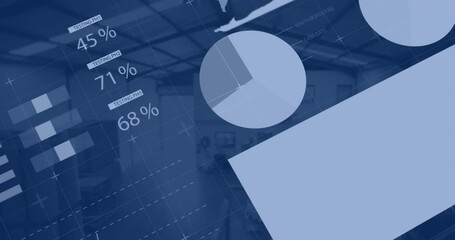 Poster - Animation of statistical data processing against view of warehouse
