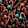 Fondo con detalle y textura de multitud de bastones de caramelo de estilo navideño