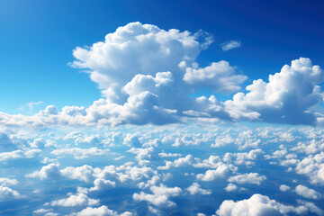 Wall Mural - Blue sky and clouds, aerial view of planet Earth curvature, sunny day