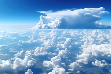Wall Mural - Blue sky and clouds, aerial view of planet Earth curvature, sunny day