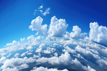 Wall Mural - Blue sky and clouds, aerial view of planet Earth curvature, sunny day