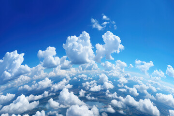 Wall Mural - Blue sky and clouds, aerial view of planet Earth curvature, sunny day