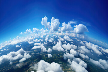 Wall Mural - Blue sky and clouds, aerial view of planet Earth curvature, sunny day