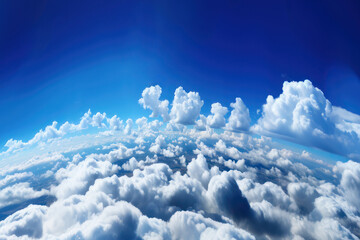 Wall Mural - Blue sky and clouds, aerial view of planet Earth curvature, sunny day