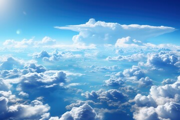 Wall Mural - Blue sky and clouds, aerial view of planet Earth curvature, sunny day