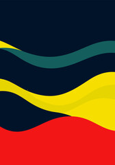 Poster - Abstract background with colorful waves in retro style. Vintage bauhaus or scandinavian color swirls.