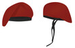 Red military beret hat. vector illustration