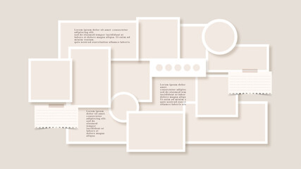 Vector photo collage template moodboard pictures grids vector illustration	