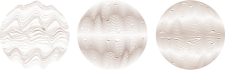 Fototapete - Abstract flow lines background . Fluid wavy shape . Glitched circle design . Striped linear pattern . Music sound wave . Vector illustration