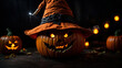 Eerie Halloween with Sinister Grinning Pumpkins