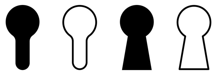 Keyhole icons. Door key hole icons. Vector illustration isolated on white background