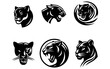 Panther logo icon vector illustration black color white background