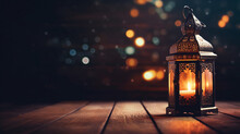 Moroccan lantern with candle, Ramadan, islamic background