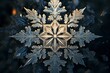 A detailed depiction of a glistening snowflake in a digital artwork form. Generative AI