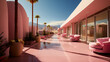 Pink hotel in the desert