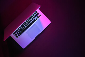 modern laptop on black background