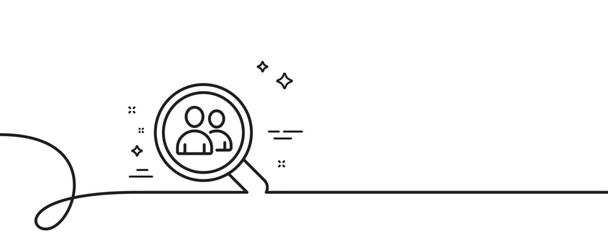Poster - Business recruitment line icon. Continuous one line with curl. Search employees sign. Magnifying glass symbol. Search employees single outline ribbon. Loop curve pattern. Vector