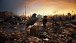 Crows sit among trash after chaotic concert