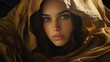 A beautiful Muslim Arabic woman in a black headscarf