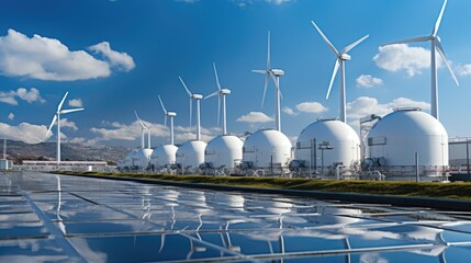 Poster - Wind turbine for clean electricity and Hydrogen energy storage gas tank.
