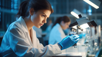 Aufkleber - Woman Scientist Researchers working in the clinical laboratory.